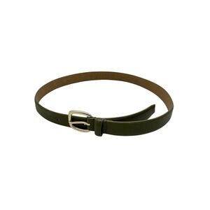Talbots Olive Green Pebbled Leather Belt Gold Buckle Size S